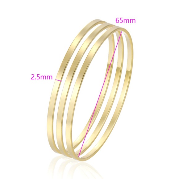 Trio Bangle Bracelet 14k Gold Plated Luxury Jewelry - Picture 2 of 12